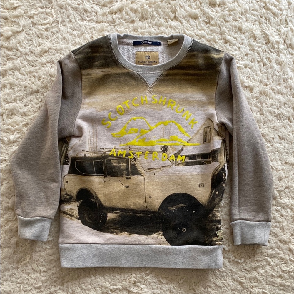 Scotch Shrunk Gray and Yellow Graphic Sweatshirt